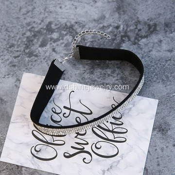 Full Rhinestone Black Velvet Choker Necklace For Wedding